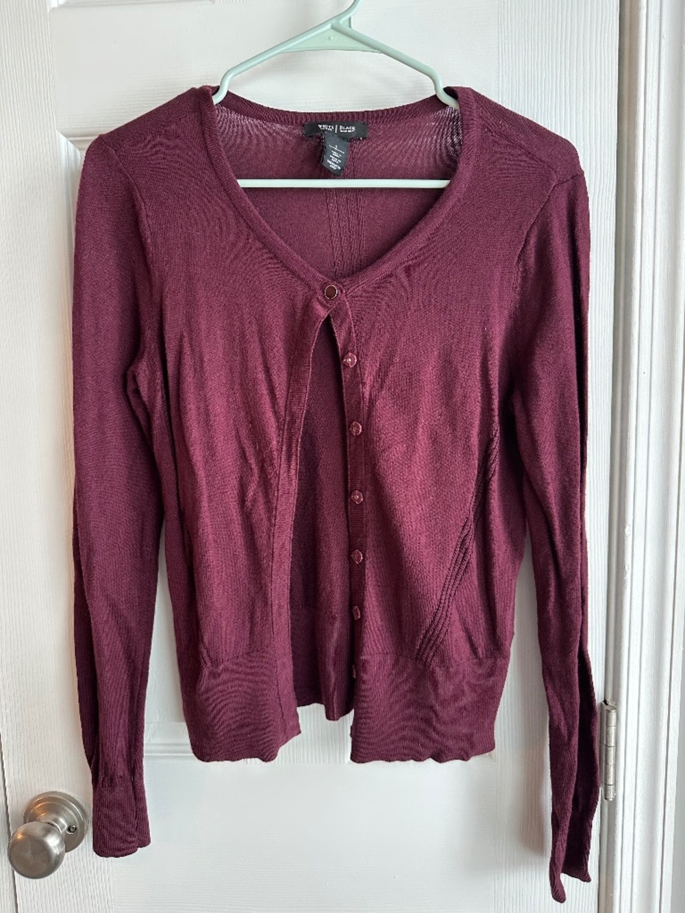 White House Black Market Lightweight Cardigan Burgundy Long Sleeve Sweater